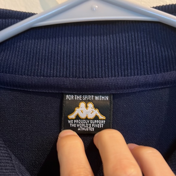 VINTAGE Kappa Track Jacket Navy Blue & Yellow - Picture 3 of 5